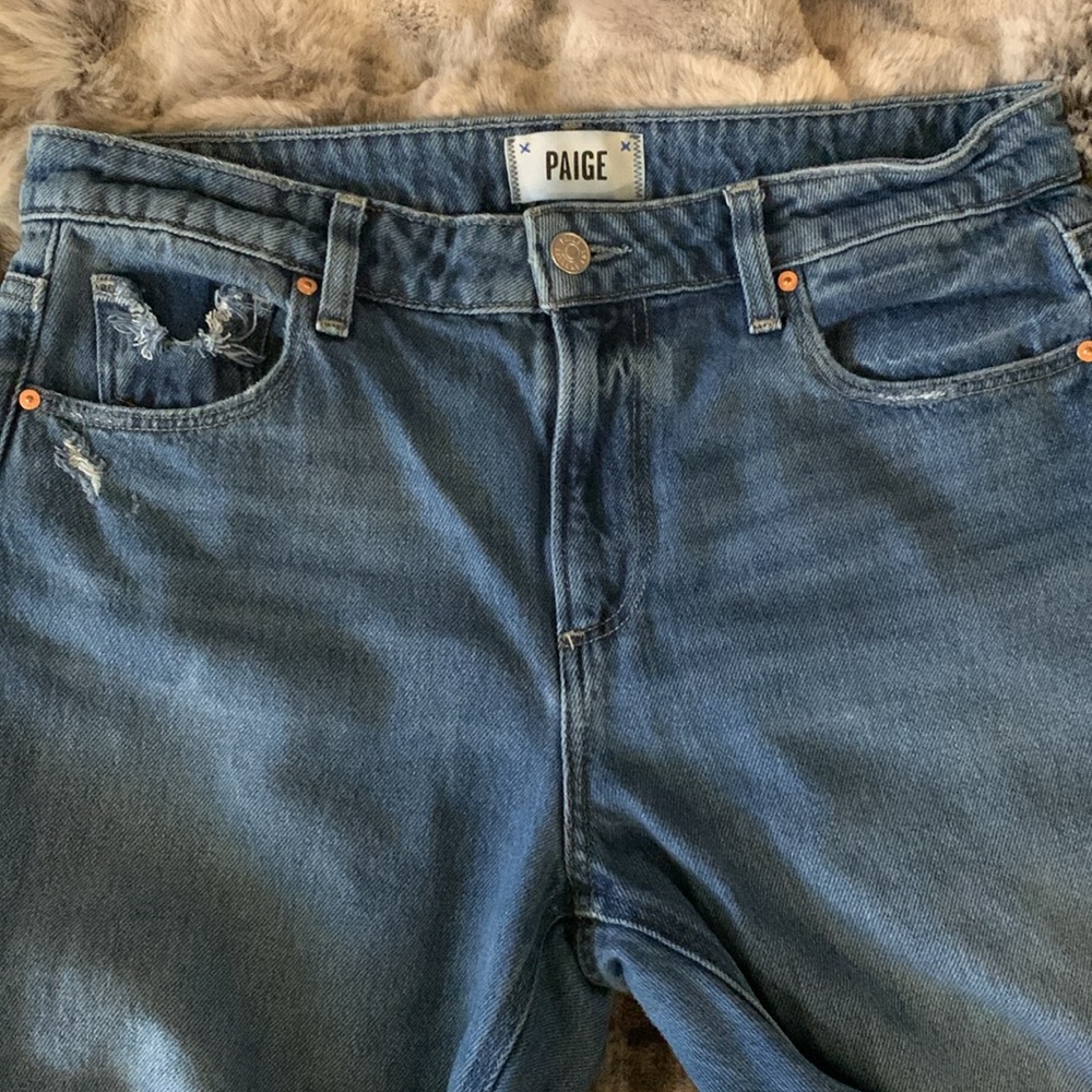 🎉6X HP🎉 PAIGE Noella Destructed Cropped Straight Leg Jeans - Picture 6 of 9